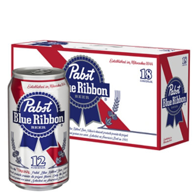 Pabst Blue Ribbon Beer Lager Cans - 18-12 Fl. Oz.