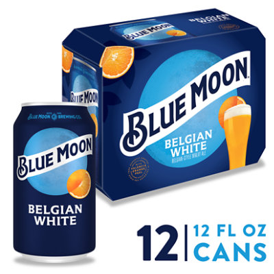 Blue Moon Belgian White Beer Craft Wheat 5.4% ABV In Can - 12-12 Fl. Oz. - Image 1