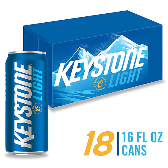 Keystone Light Beer American Style Light Lager 4.1% ABV Cans - 18-16 Fl. Oz.