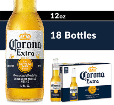 Corona Extra Lager Mexican Beer 4.6% ABV Bottle - 18-12 Fl. Oz.