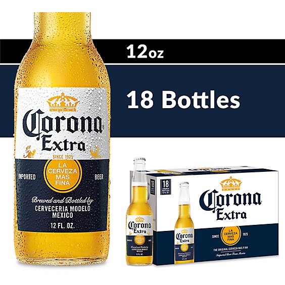 Corona Extra Lager Mexican Beer 4.6% ABV Bottle - 18-12 Fl. Oz.