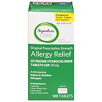 Signature Care Allergy Relief Cetirizine Hydrochloride 10mg Antihistamine Tablet - 120 Count - Image 1