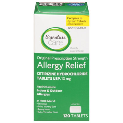 Signature Select/Care Allergy Relief Cetirizine Hydrochloride 10mg Antihistamine Tablet - 120 Count