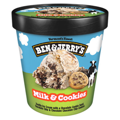 Ben & Jerrys Ice Cream Milk & Cookies 1 Pint - 16 Oz