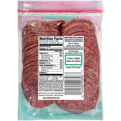 Gallo Salame Deli Thin Sliced Italian Dry Salami Lunch Meat - 15.2 Oz - Image 2