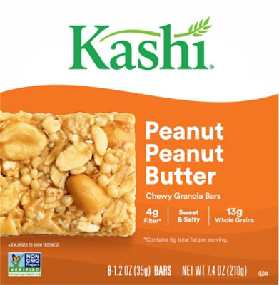 Kashi Chewy Granola Bars Fiber Bars Peanut Peanut Butter 6 Count - 7.4 Oz - Image 2