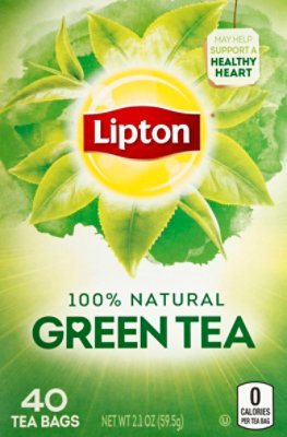Lipton Green Tea, Caffeinated, Tea Bags 40 Count Box