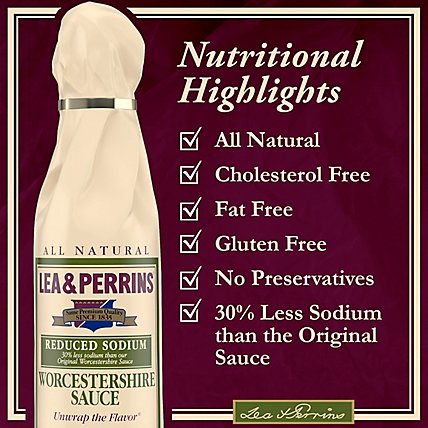 Lea & Perrins Reduced Sodium Worcestershire Sauce Bottle - 10 Fl. Oz. - Image 5