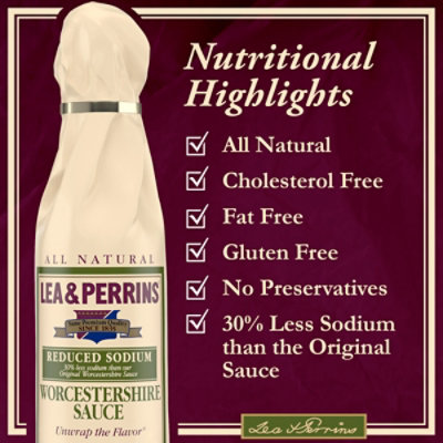 Lea & Perrins Reduced Sodium Worcestershire Sauce Bottle - 10 Fl. Oz. - Image 8