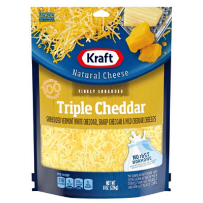 Kraft Cheese Natural Finely Shredded Triple Cheddar - 8 Oz - Image 1