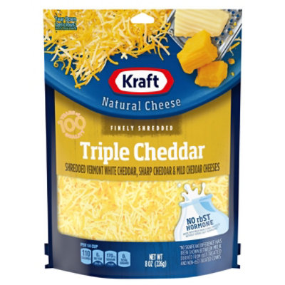 Kraft Cheese Natural Finely Shredded Triple Cheddar - 8 Oz - Vons