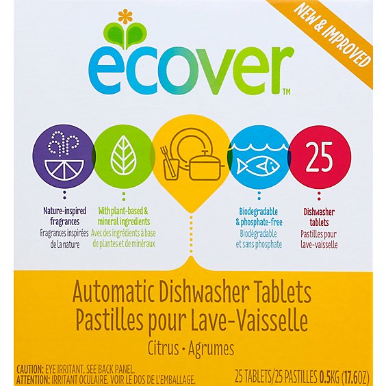Ecover Automatic Dishwasher Tablets Citrus Box 25 Count - 17.6 Oz