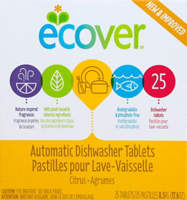 Ecover Automatic Dishwasher Tablets Citrus Box 25 Count - 17.6 Oz