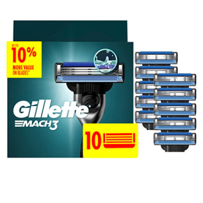 Gillette Mach3 Mens Razor Blade Refills For Men - 10 Count