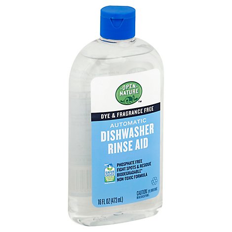 Open Nature Rinse Aid Automatic Dishwasher Dye & Fragrance Free Bottle - 16 Fl. Oz.