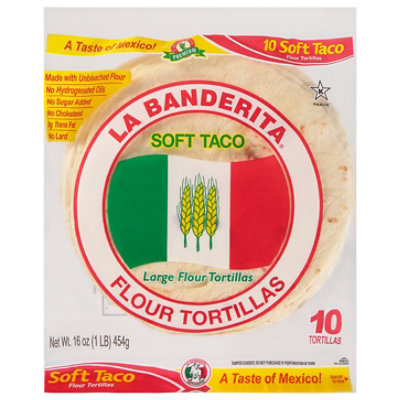 La Banderita Tortillas Flour Large Soft Taco Bag 10 Count - 16 Oz
