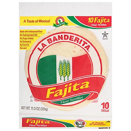 La Banderita Tortillas Flour Fajitas Bag 10 Count - 11.2 Oz - Image 1