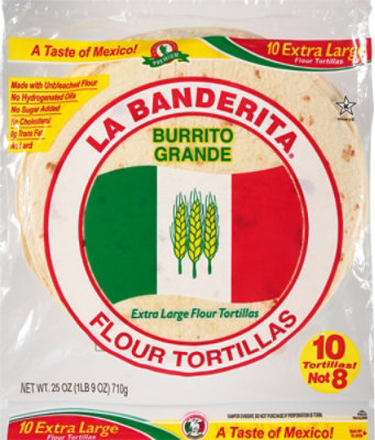 La Banderita Flour Tortillas Burrito Grande Extra Large 10 Count - 25 Oz - Image 2