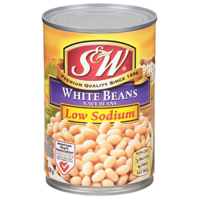 S&W Beans Navy White Low Sodium - 15.5 Oz