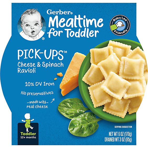 Gerber Pick Ups Cheese and Spinach Ravioli Toddler Meal Tray - 6 Oz
