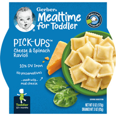 Gerber Pick Ups Cheese and Spinach Ravioli Toddler Meal Tray - 6 Oz - Image 1