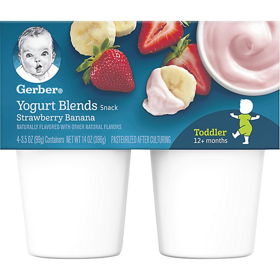 Gerber Yogurt Blends Strawberry Banana Snack Cups - 4-3.5 Oz