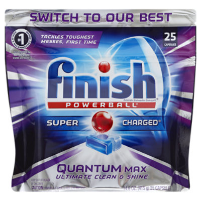 Finish Dishwasher Detergent Powerball Quantum Max Capsules 25 Count - 14.6  Oz - Jewel-Osco