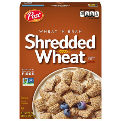 Post Wheat N Bran Shredded Wheat Excellent Source of Fiber Breakfast Cereal - 18 Oz - Image 1