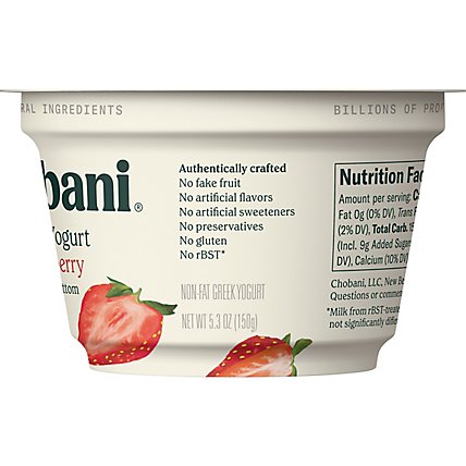 Chobani Yogurt Greek Fruit On The Bottom Non-Fat Strawberry - 5.3 Oz