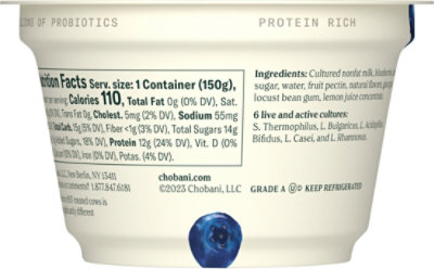 Chobani Non-Fat Blueberry On The Bottom Greek Yogurt - 5.3 Oz - Image 6