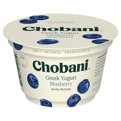 Chobani Yogurt Greek Non Fat On The Bottom Blueberry - 5.3 Oz