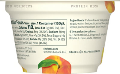 Chobani Peach On The Bottom Non-Fat Greek Yogurt - 5.3 Oz - Image 7