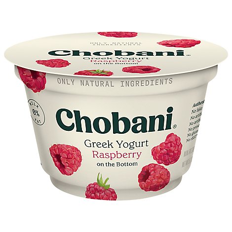Chobani Yogurt Greek Fruit On The Bottom Non-Fat Raspberry - 5.3 Oz
