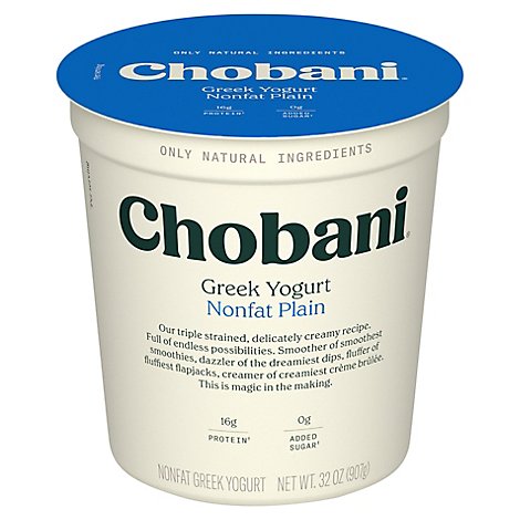 Chobani Yogurt Greek Non-Fat Plain - 32 Oz