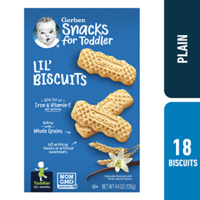 Gerber Graduates Lil Biscuits Toddler Snacks Vanilla Wheat 18 Count - 4.44 Oz