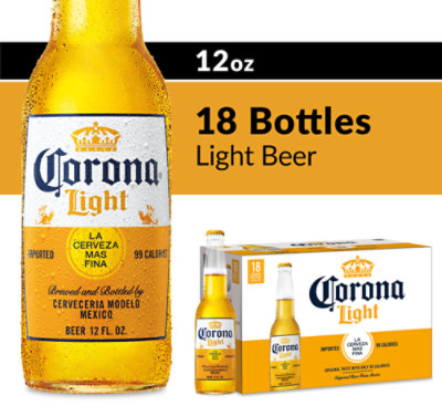 Corona Light Mexican Lager Beer Bottles 4.0% ABV - 18-12 Fl. Oz. - Image 1