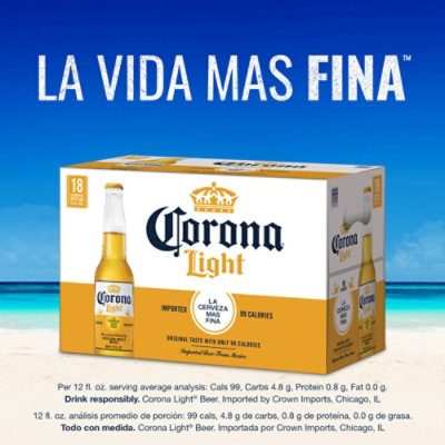 Corona Light Mexican Lager Beer Bottles 4.0% ABV - 18-12 Fl. Oz. - Image 3