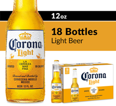 Corona Light Mexican Lager Light Beer 4.0% ABV Bottles - 18-12 Fl. Oz.