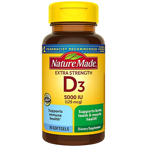 Nature Made Vitamin D Supplement Softgels D3 5000 IU - 90 Count