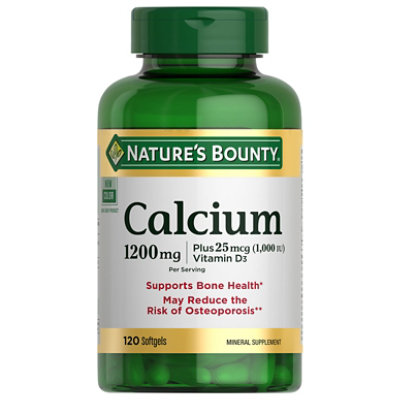 Natures Bounty Mineral Supplement Softgels Calcium 1200 mcg - 120 Count ...