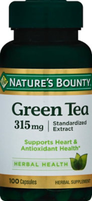 Natures Bounty Herbal Supplement Capsules Green Tea 315 mg - 100 Count - Image 2