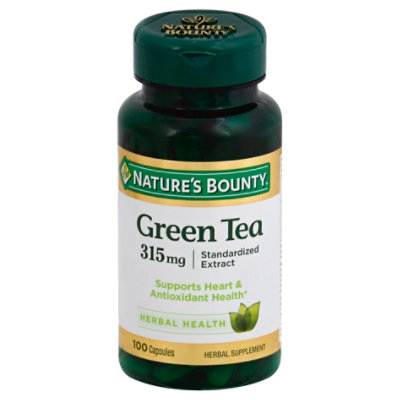 Natures Bounty Herbal Supplement Capsules Green Tea 315 mg - 100 Count - Image 1