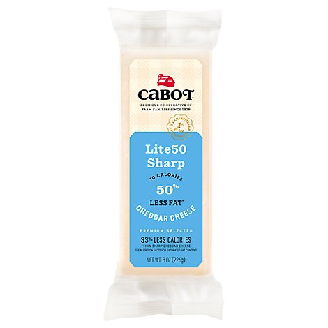 Cabot Creamery Cheese Cheddar White 50% Reduced Fat - 8 Oz