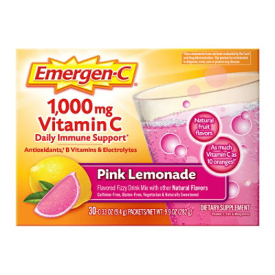 Emergen-C 1000 mg Vitamin C Pink Lemonade Drink Mix - 30-0.33 Oz. - Image 1