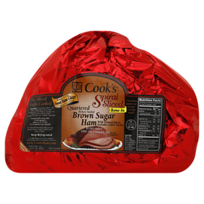 Cooks Fully Cooked Brown Sugar Hickory Smoked Spiral Sliced Half Ham, 10.977 Pound -- 4 per Case