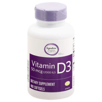 Signature Select/Care Vitamin D3 50mcg Dietary Supplement Softgel - 400 Count - Image 3