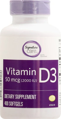 Signature Select/Care Vitamin D3 50mcg Dietary Supplement Softgel - 400 Count - Image 2