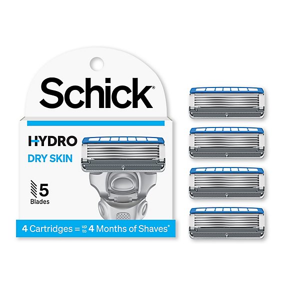Schick Hydro Dry Skin Men's 5 Blade Razor Refills - 4 Count