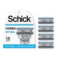 Schick Hydro Dry Skin Men's 5 Blade Razor Refills - 4 Count - Image 1