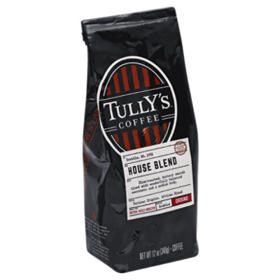 Tullys Coffee Coffee Ground Medium Roast Balanced House Blend - 12 Oz